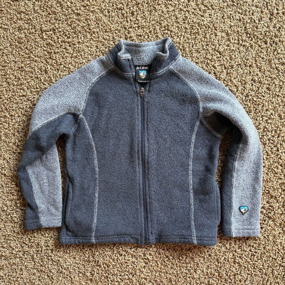 KUHL Alpaca Fleece Small Unisex Youth Zip Sweater gray blue